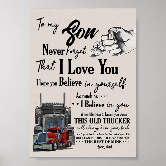 Personalised To My Son Trucker Poster From Dad Nev (Front)