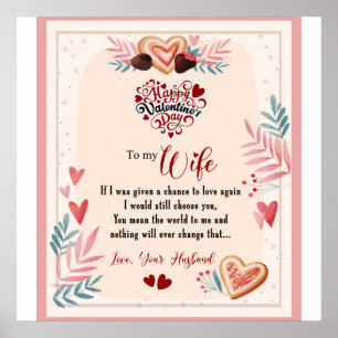 Personalised To My Wife Happy Valentine Day Poster