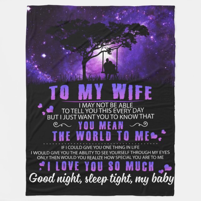 Personalised To My Wife, Letter From Husband Blank Fleece Blanket (Front)
