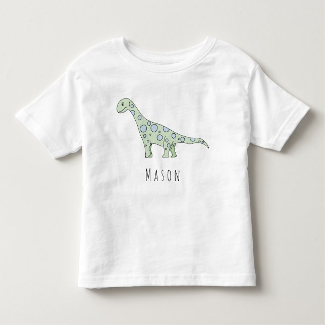 Personalised Toddler Boy Doodle Dinosaur with Name T-Shirt (Front)
