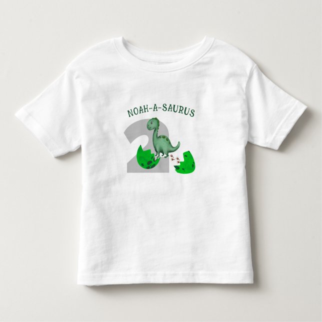 Personalised Toddler kid's Dinosaur Birthday T-Shirt (Front)
