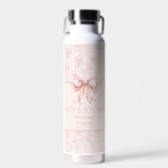 Personalised Toile Blush Pink Coquette Birthday Water Bottle<br><div class="desc">Celebrate your little one’s special day in style with the Personalised Toile Blush Pink Coquette Birthday Water Bottle. Perfectly blending elegance and charm, this bottle features a blush pink background adorned with a dainty watercolor ribbon design that exudes a chic and feminine aesthetic. Inspired by timeless French toile and damask...</div>