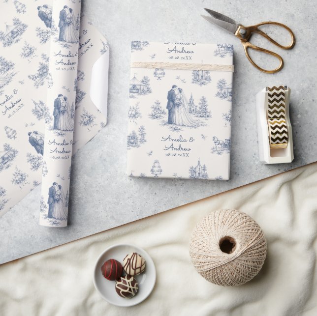 Personalised Toile Wedding Style Custom Name Gift  Wrapping Paper (Crafts)