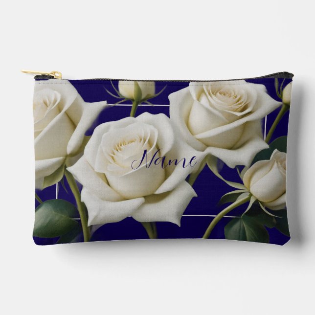 Personalised Toiletry Bag  - White Rose (Front)