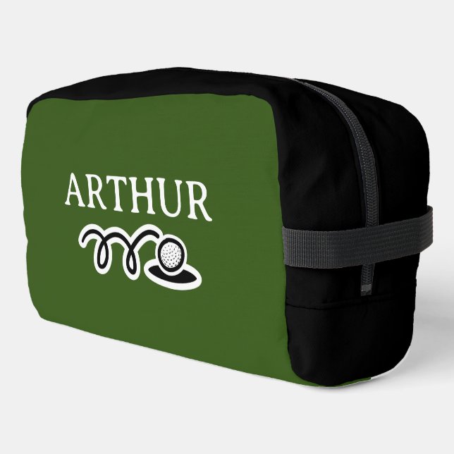 Personalised toiletry travel bag for golfer (Left Corner)