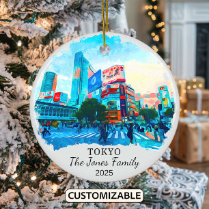 Personalised Tokyo Ornament, Japan Gift Ceramic Tree Decoration