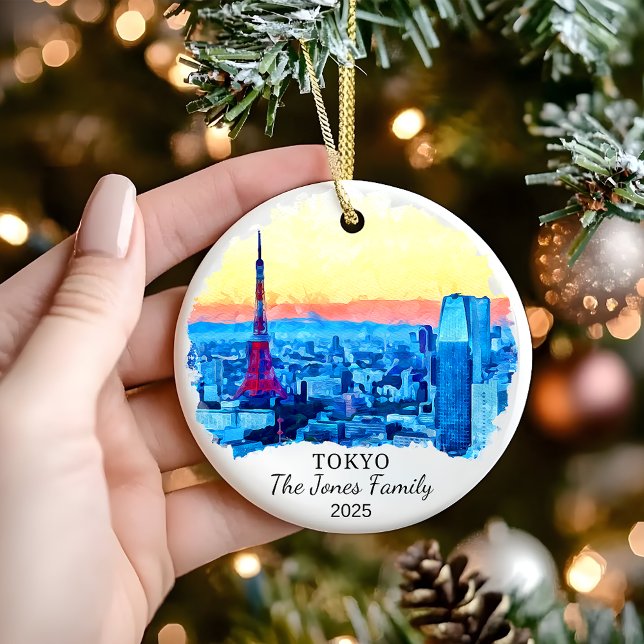Personalised Tokyo Ornament, Japan Gift Ceramic Tree Decoration (Creator Uploaded)