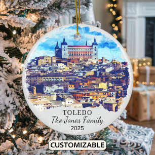 Personalised Toledo Ornament, Spain Ceramic Tree Decoration