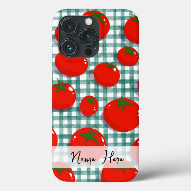 Personalised Tomato on Green Gingham Phone Case –  (Back)