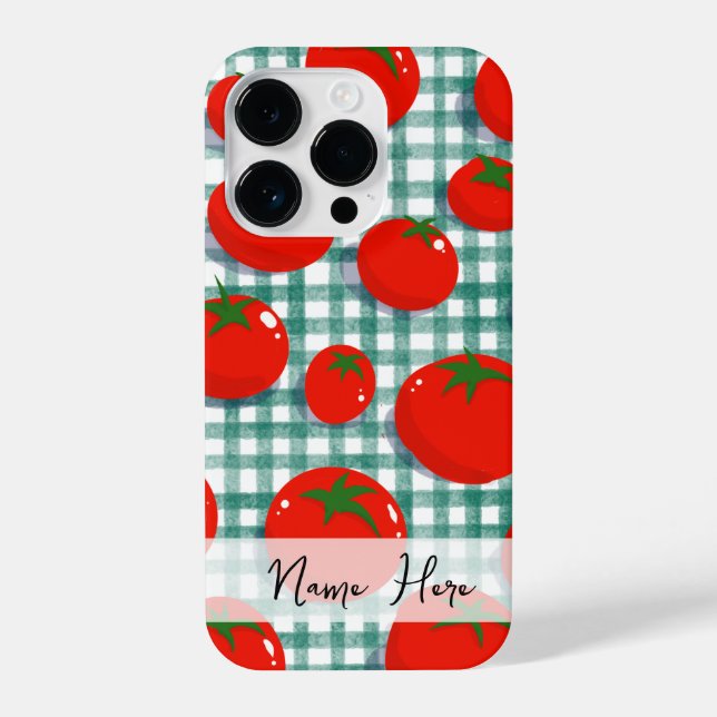 Personalised Tomato on Green Gingham Phone Case –  (Back)