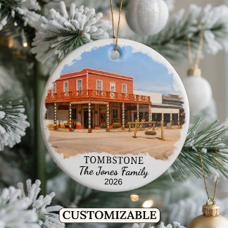 Personalised Tombstone Ornament, Custom Arizona Ceramic Tree Decoration
