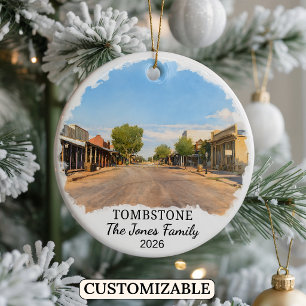 Personalised Tombstone Ornament, Custom Arizona Ceramic Tree Decoration
