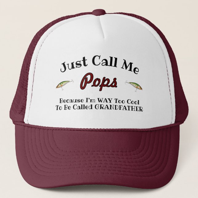 Personalised Too Cool To Be Grandfather Fishing Trucker Hat (Front)