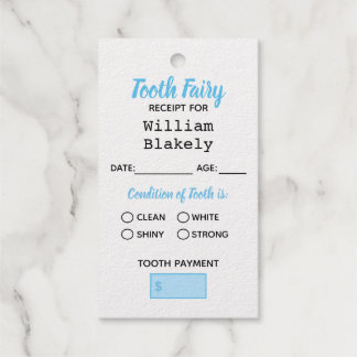 Personalised Tooth Fairy Certificate Receipt Tag