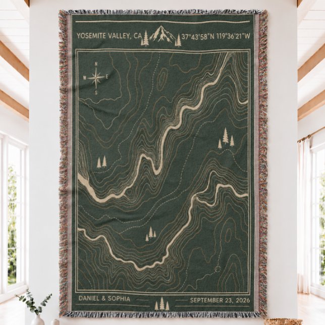 Personalised Topographic Map  Woven Throw Blanket  (Creator Uploaded)