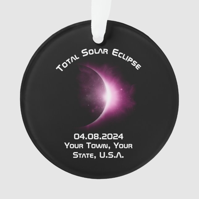 Personalised TOTAL SOLAR ECLIPSE 2024 Souvenir Ornament (Front)