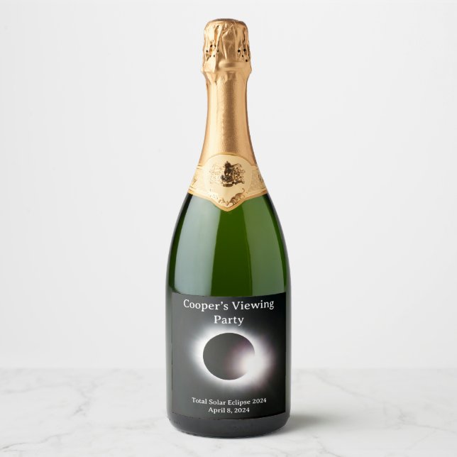 Personalised Total solar eclipse 2024 Sparkling Wine Label (Front)