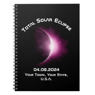 Personalised TOTAL SOLAR ECLIPSE 2024 Travel Diary Notebook