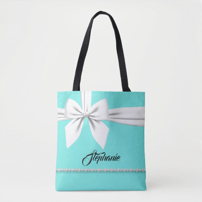 Personalised Tote Bag Aqua Bold & Bougie Gift (Front)
