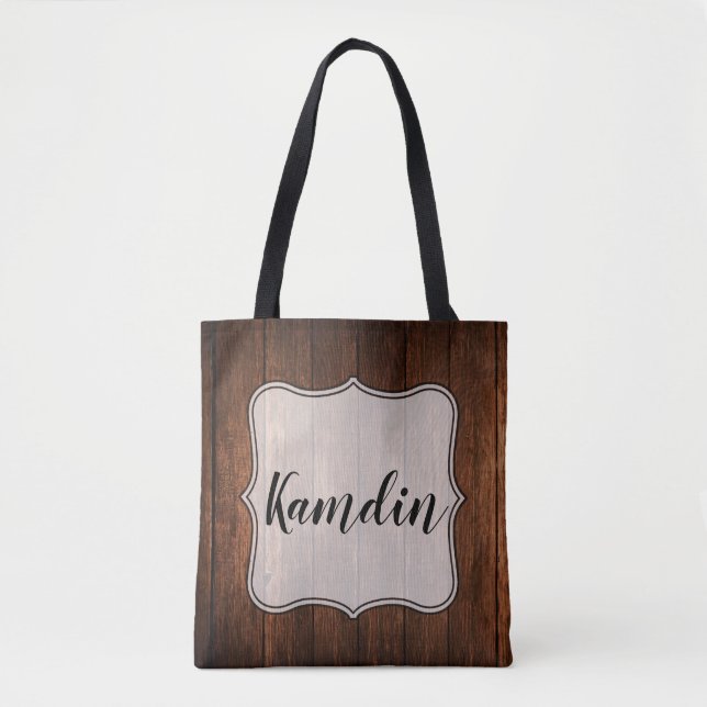 Personalised Tote Bag Barn Wood Country Rustic (Front)