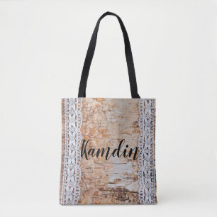 Personalised Tote Bag Country Barn Wood Lace Trim
