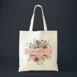 Personalised Tote Bag, Floral Tote Bag. Bridesmaid<br><div class="desc">Beautiful personalised gift. Ability to add your name and to change name's and rectangular stripe colour to any other colour you like by selecting customise. Coordinating products available. Part of our "Ethereal in Blush Peach" wedding and events collections.</div>