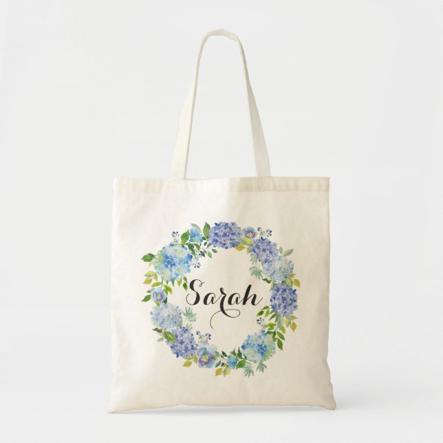 Personalised Tote Bag. Floral Tote Bag. Bridesmaid Bag (Front)