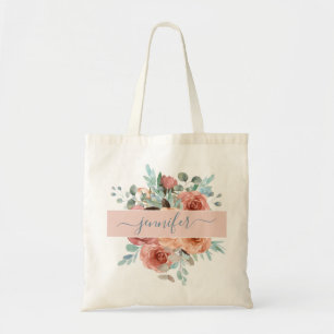 Personalised Tote Bag, Floral Tote Bag. Bridesmaid Bag