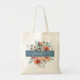 Personalised Tote Bag, Floral Tote Bag. Bridesmaid Bag