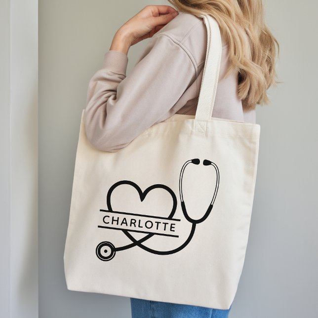 Personalised Tote Bag Gift for Doctor or Nurses (Personalized Monogram Tote Bag Graduation Gift for New Nurses, Doctors or Healthcare Coworkers)