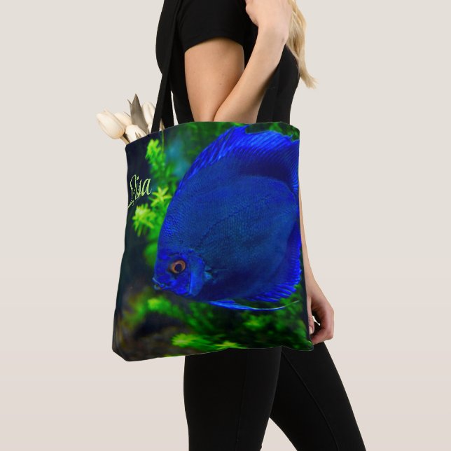 Personalised Tote Bags - Blue Tropical Fish (Close Up)