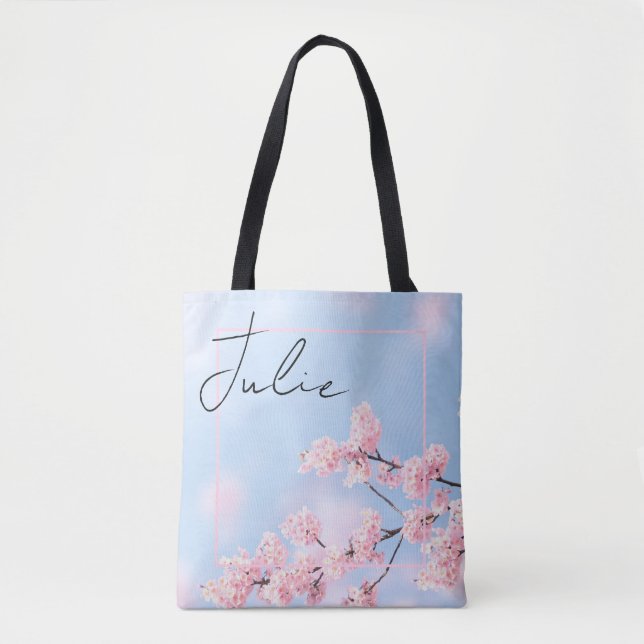 Personalised Tote Bags - Pink Cherry Blossom (Front)