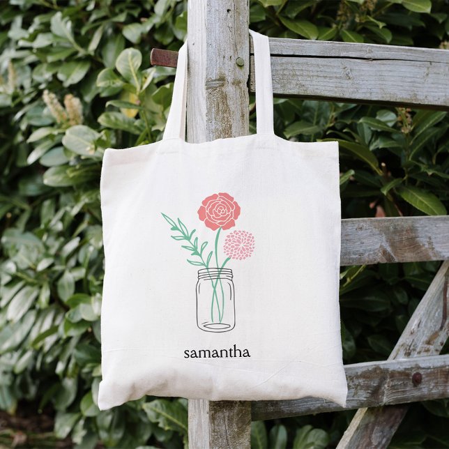 Personalised Tote | Botanical Mason Jar (Creator Uploaded)