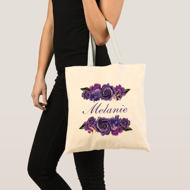 Personalised Tote - Ultra Violet Botanical Florals Bag (Front (Product))