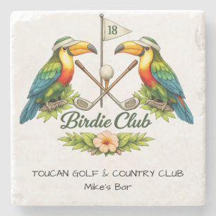 Personalised Toucan Golf Marble Coaster 