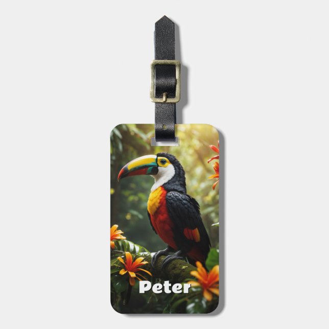 Personalised Toucan Luggage Tag (Front Vertical)