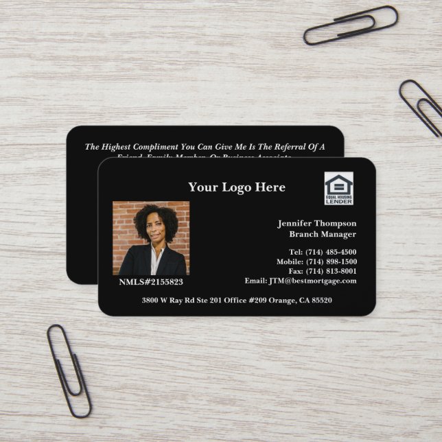 Personalised Touch for Mortgage Professional Business Card (Front/Back In Situ)