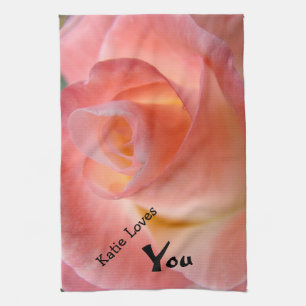 Personalised towel gifts Pink Rose Love You