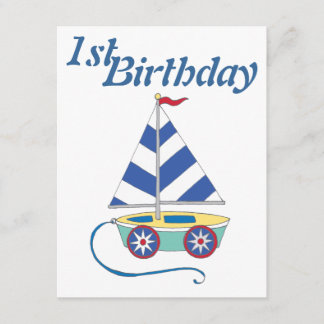Personalised Toy Sailboat Baby Boy Birthday Invite