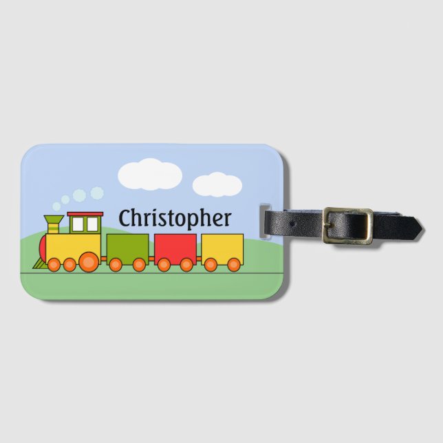 Personalised Toy Train Luggage Tag (Front Horizontal)