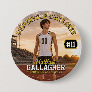 Personalised Track & Field Photo Button