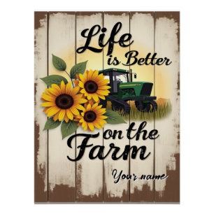 Personalised Tractor and Sunflower Art Poster
