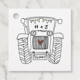Personalised Tractor Country Wedding Favour Tag