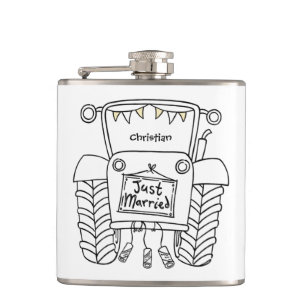 Personalised Tractor Country Wedding Gift Hip Flask