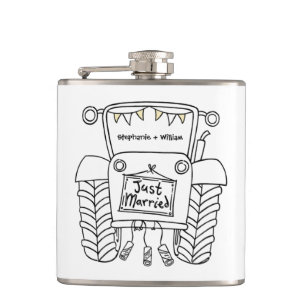 Personalised Tractor Country Wedding Gift Hip Flask