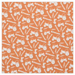 Personalised tractor wheat farm named orange fabric