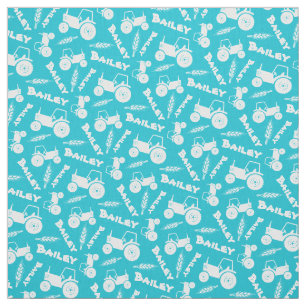 Personalised tractor wheat farm named pattern fabric