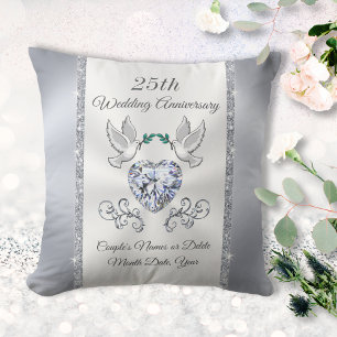 Personalised Traditional 25 Year Anniversary Gift Cushion