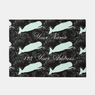 personalised  traditional white whales design doormat