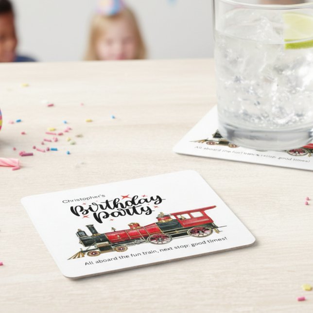 Personalised Train Birthday Party Coaster (Personalized Train Birthday Party Coaster)